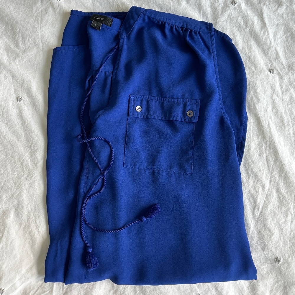 J.Crew Colbolt Blue Midi Dress Beach Coverup Side Slit Vacation Sz S